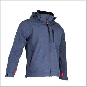 VESTE SOFTSHELL 3 COUCHES TREILLIS GRIS/ROUGE